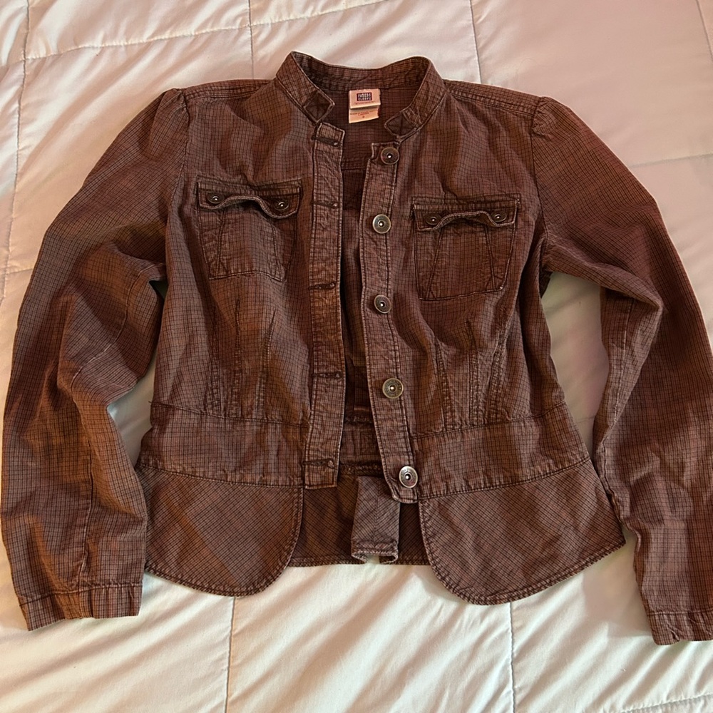 Faded Glory Brown Button-Front Lightweight Jacket
